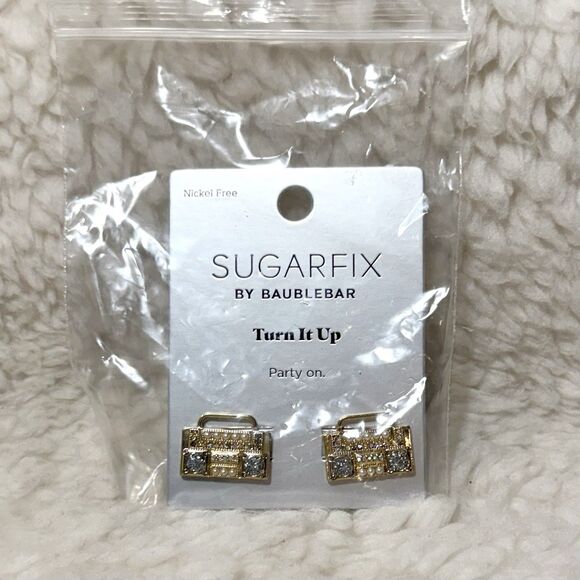 SUGARFIX by BaubleBar 'Turn It Up' Statement Earrings - Gold Nickel Free - NEW - Picture 4 of 5